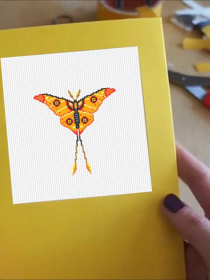 Butterfly cross stitch pattern PDF download, Sampler Butterflies cross stitch chart, Small moth cross stitch, Simple butterfly ornament #K35