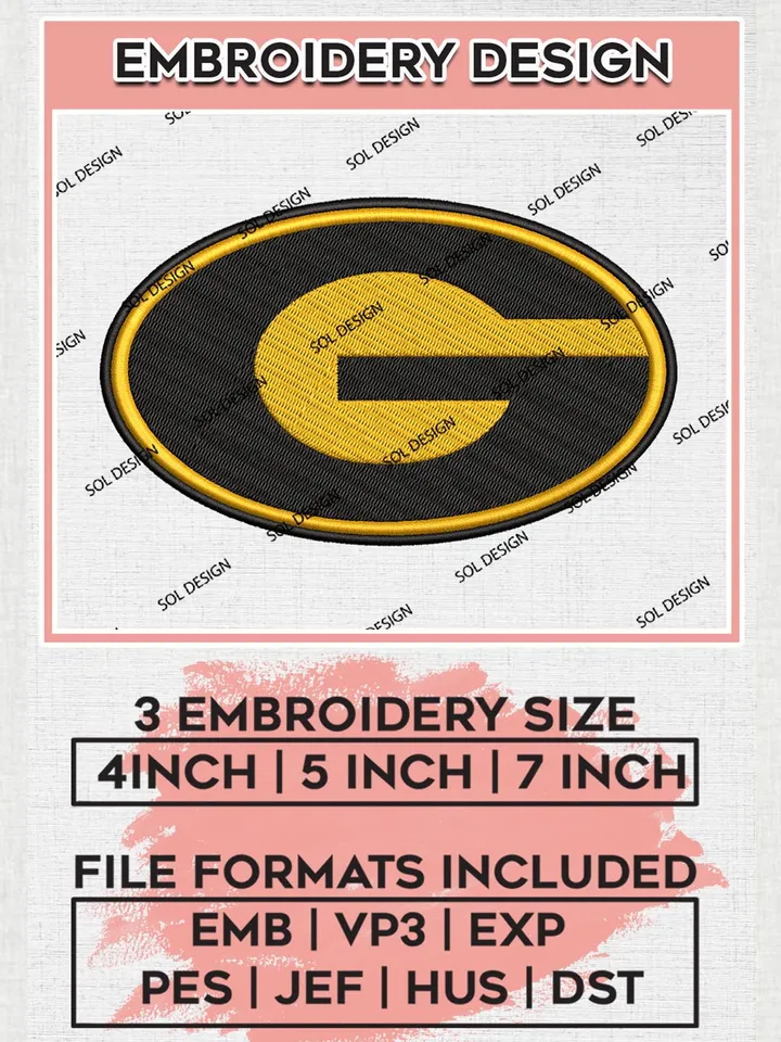 Grambling State Tigers Logo Machine Embroidery Design, NCAA Grambling State Tigers Embroidery Design Design files, NCAA Embroidery Designs, NCAA Machine Embroidery Designs, Digital Download
