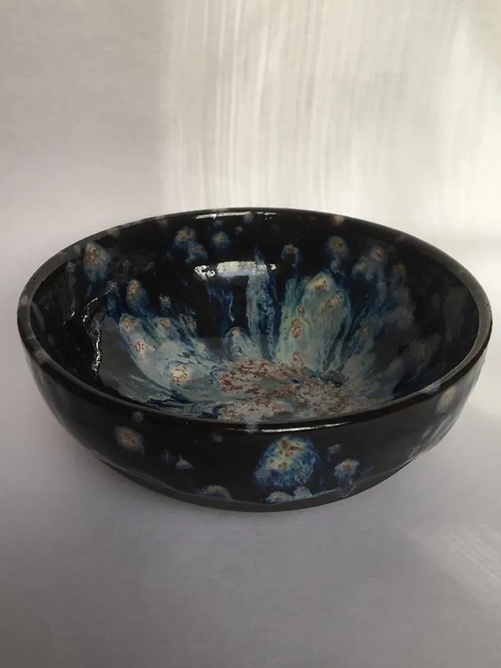 Galaxy Vincent van Gogh Dripping Crystals Glaze Ceramic Bowl