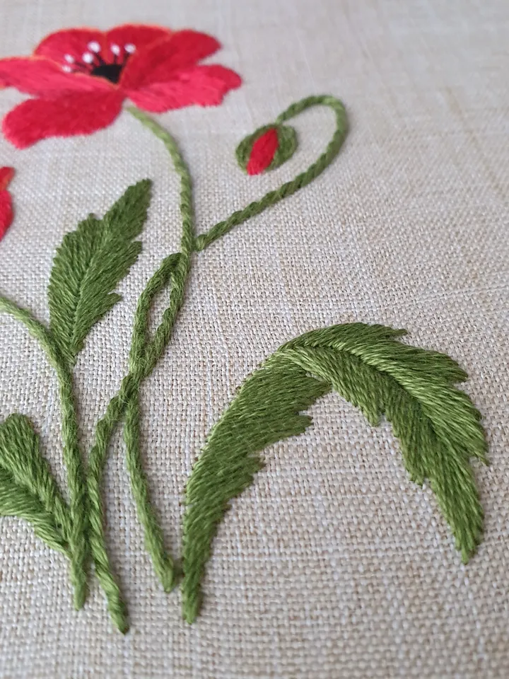 Poppy pattern PDF hand embroidery DIY, Floral design