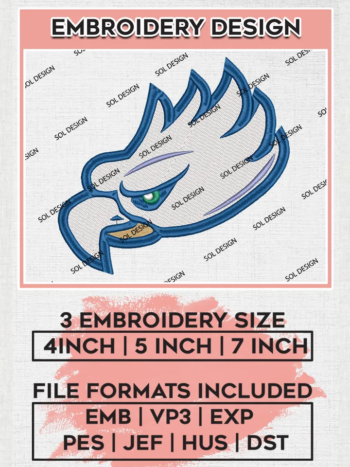 Florida Gulf Coast Eagles Embroidery Designs, NCAA Logo Embroidery Files, NCAA Florida Gulf Coast Eagles Logo, NCAA Embroidery Designs, Machine Embroidery Designs, Digital Download