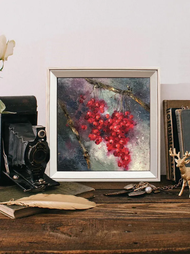 Fruits Original Painting Berries Oil Wall Art Kitchen Still life