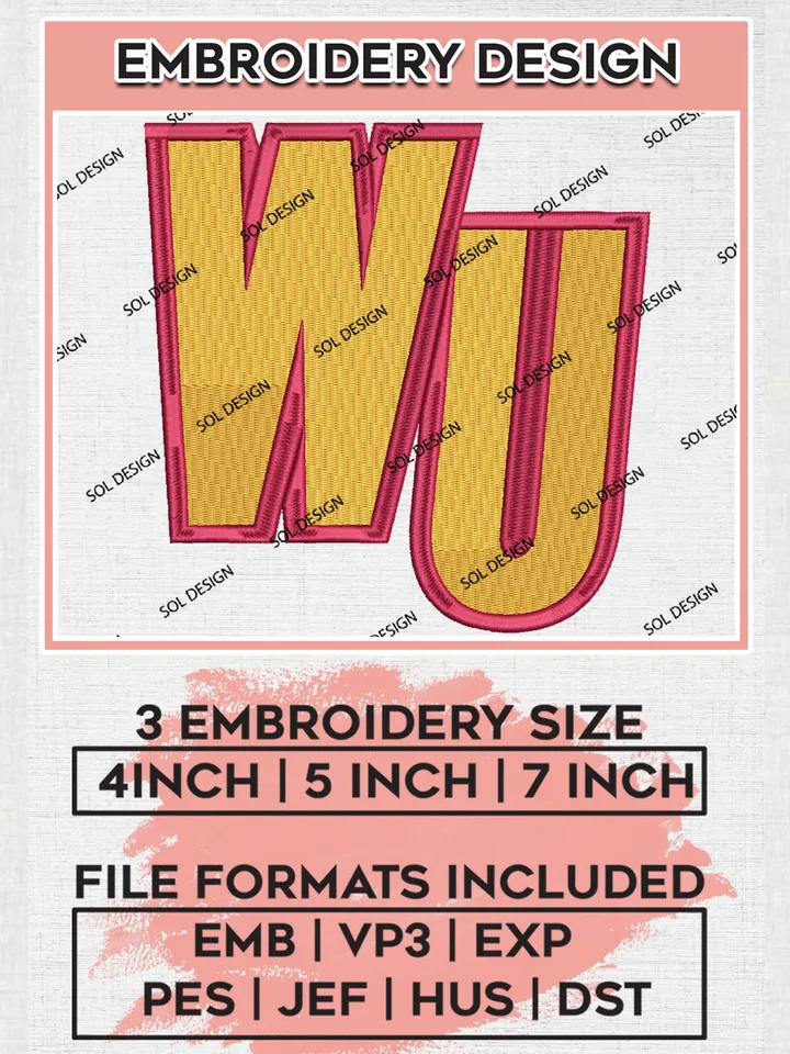 NCAA WU Eagles Team Logo Embroidery Design Files, NCAA Winthrop Eagles Machine Embroidery, NCAA Teams, 3 sizes, NCAA Machine embroidery designs, Digital Download