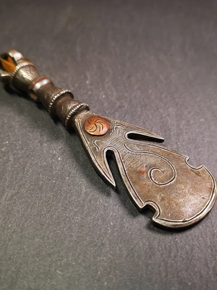 Gandhanra Handmade Tibetan Amulet,Kartika(knife of the dakinis), Trantic Buddhism Ritual Implement, Altar Tools,Made of Cold Iron,4.33"