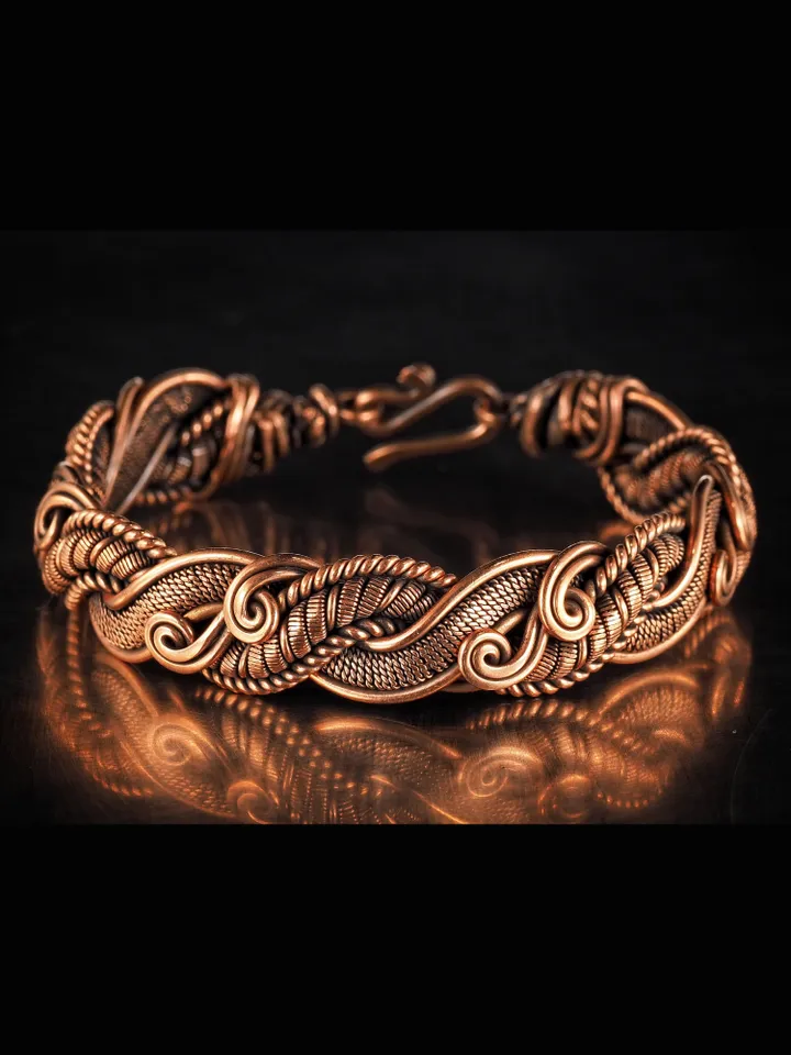 Unique handmade copper wire wrapped bracelet for woman Woven wire copper jewelry Wire wrap art copper jewelry Handmade
