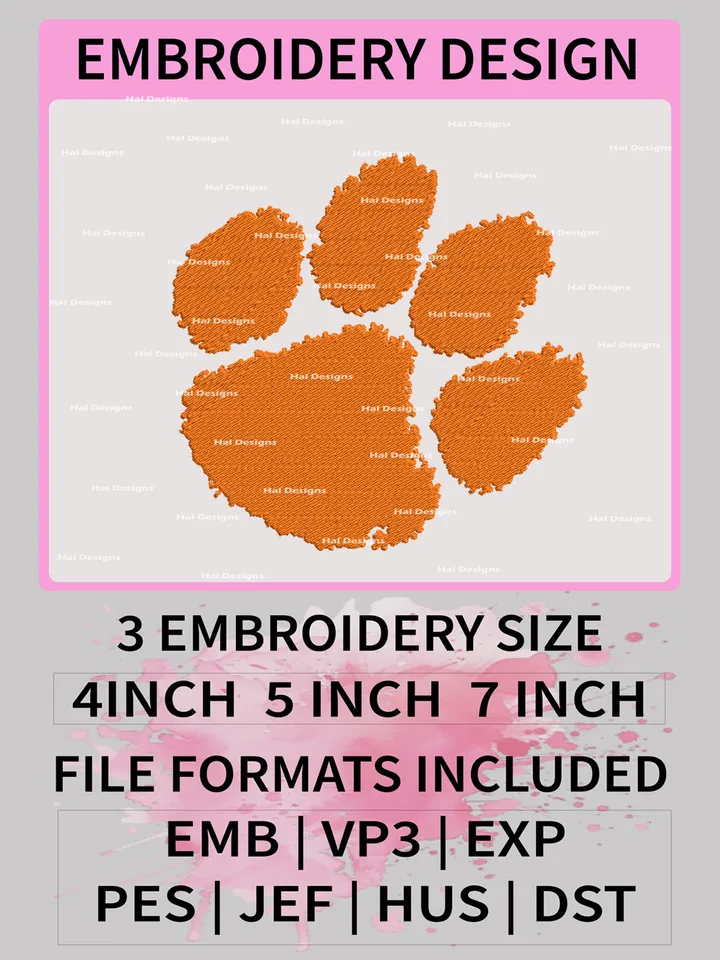 NCAA Clemson Tigers Embroidery File, 3 Sizes, 6 Formats, NCAA Machine Embroidery Design, NCAA Logo, NCAA Teams