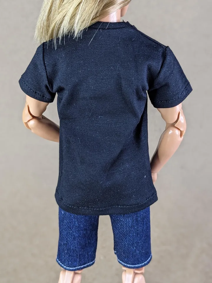 Black T-shirt for 12-inch fashion male dolls
