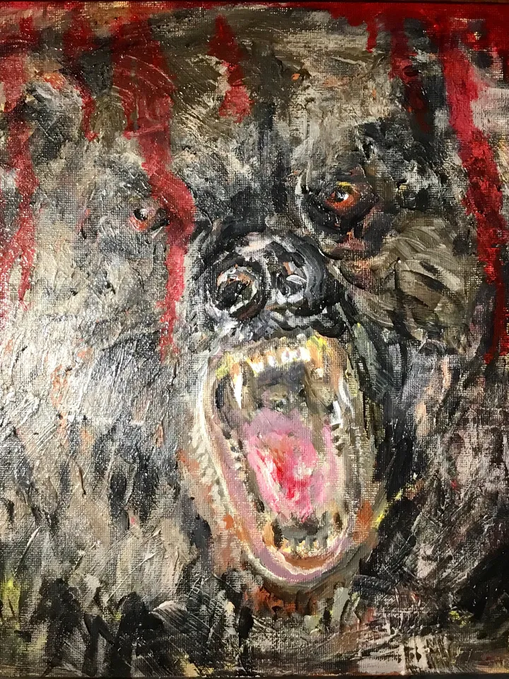 Angry bear,original acrylic and oil painting on canvas board,roaring bear painting,animals painting.