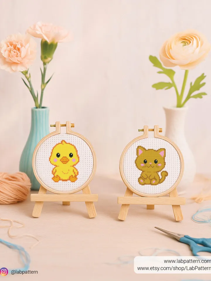 Mini cute Kitty Cross stitch pattern, contemporary animal, Small Cat, beginner counted, modern chart, gift DIY, embroidery, instant PDF