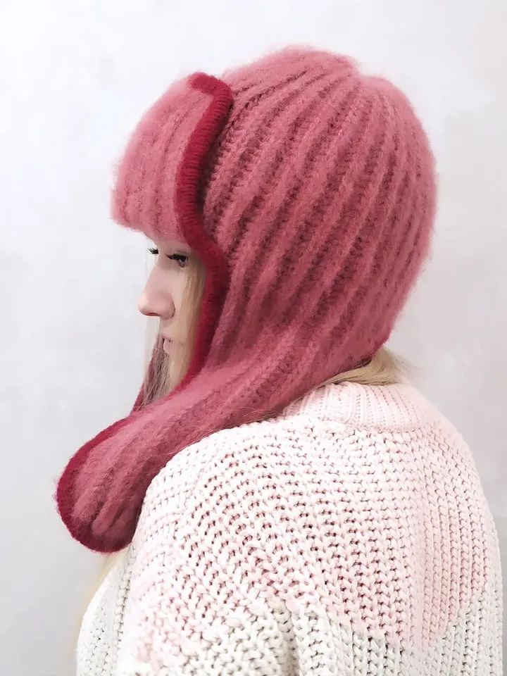 Hat pink womens warm winter