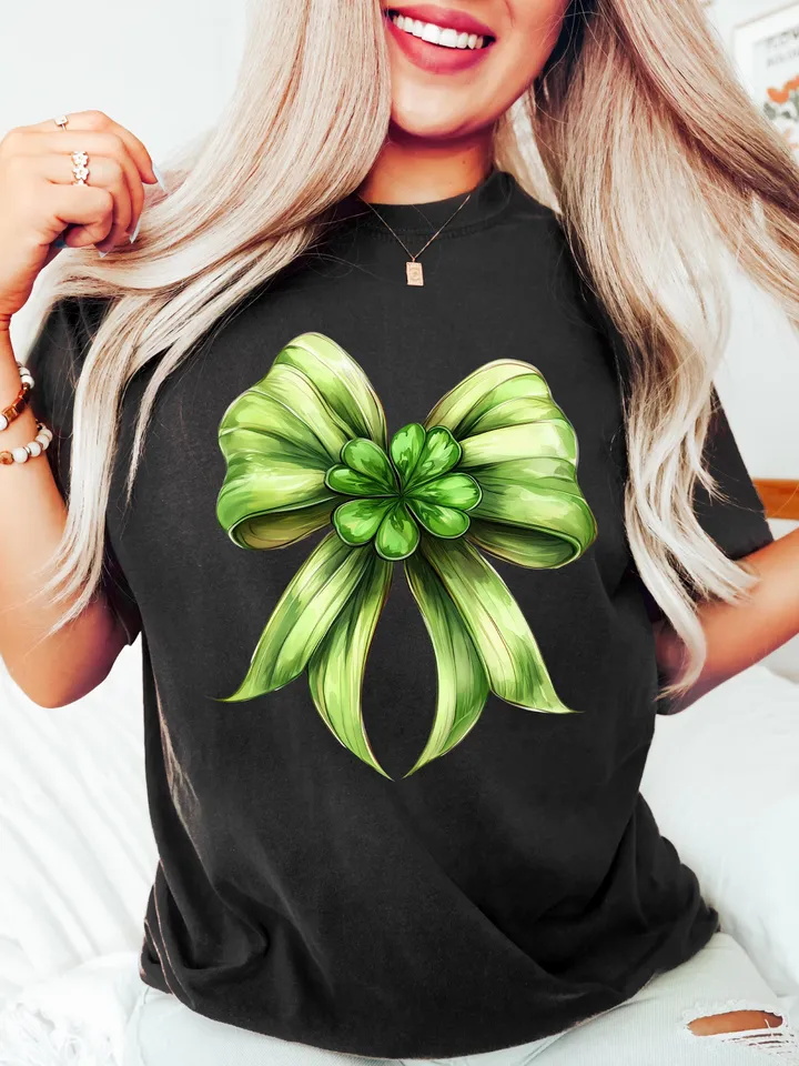 St. Patrick’s Day Bow png, St Patricks Coquette PNG, Green Coquette PNG, 4 leaf clover png, St Patrick's Day png, Irish png, Shamrock png