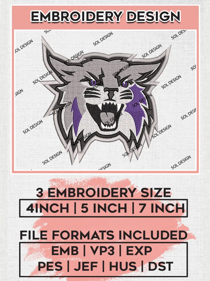 Weber State Wildcats Embroidery Designs, NCAA Logo Machine Embroidery Files, NCAA Weber State Wildcats Logo, NCAA Embroidery Designs, Machine Embroidery Designs, Digital Download