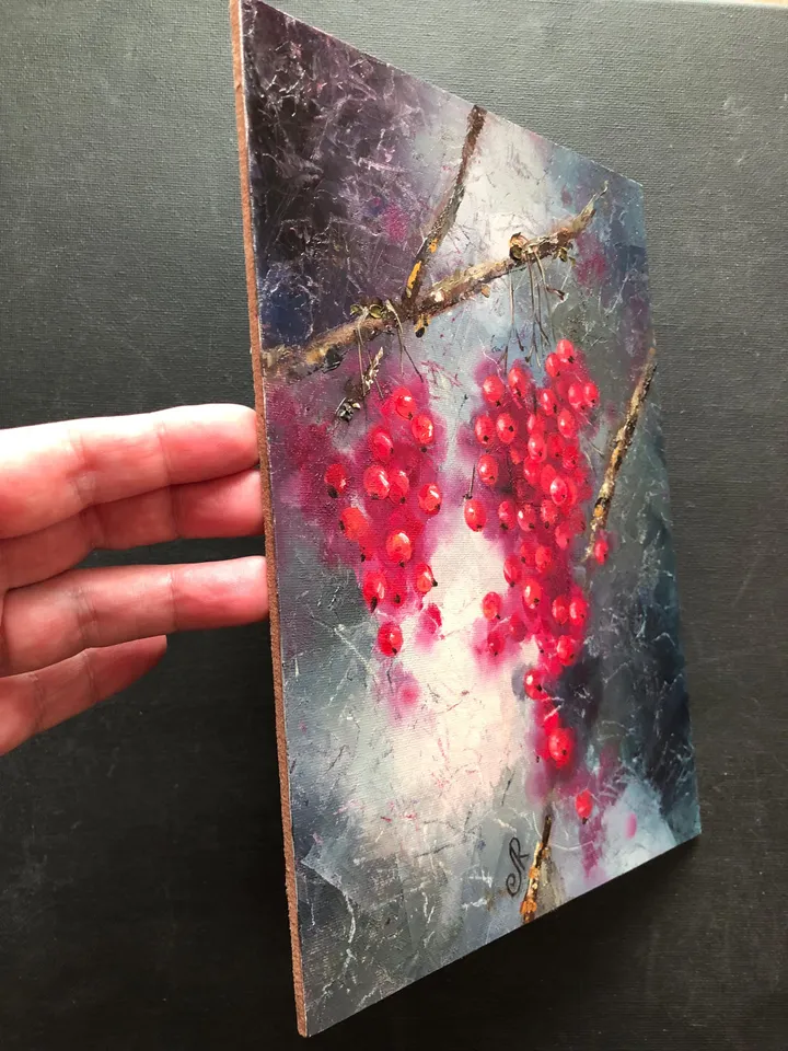 Fruits Original Painting Berries Oil Wall Art Still Life Kitchen Fruits Painting