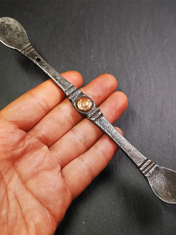 Gandhanra Handmad Tibetan Buddhist Tsog Offering Spoon,Serving Ritual Implement for Worship Ceremony,7.5" Length