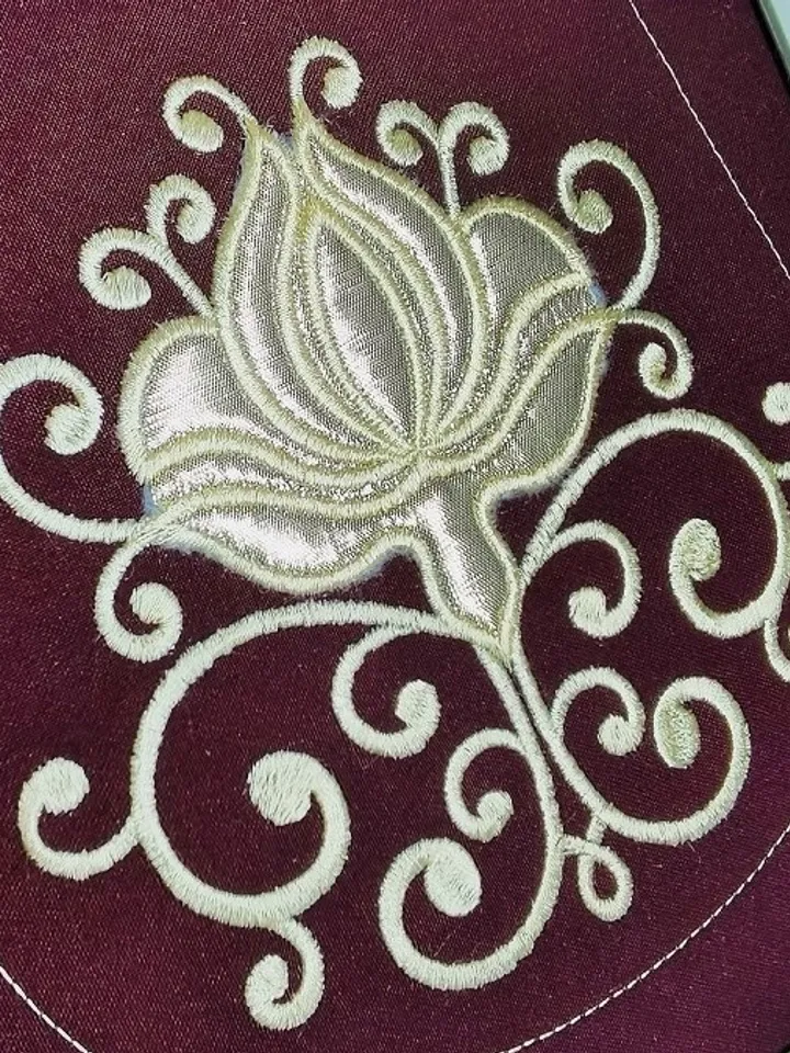 "Trapunto" designs for machine embroidery.