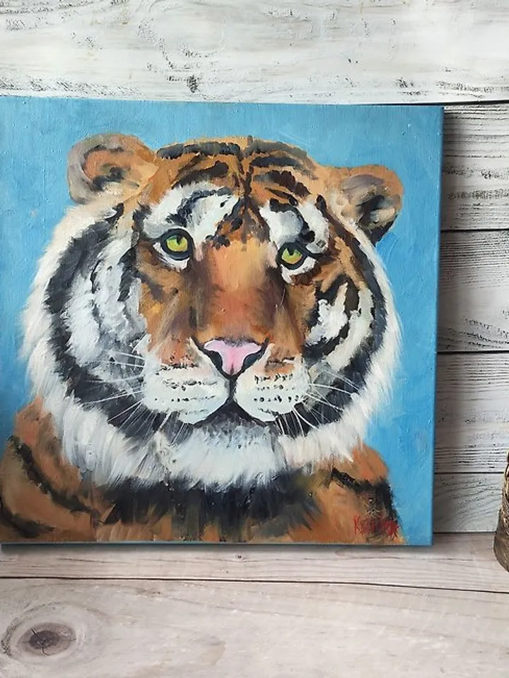 Tiger Original Art Predator Oil Painting Tiger Wall Art