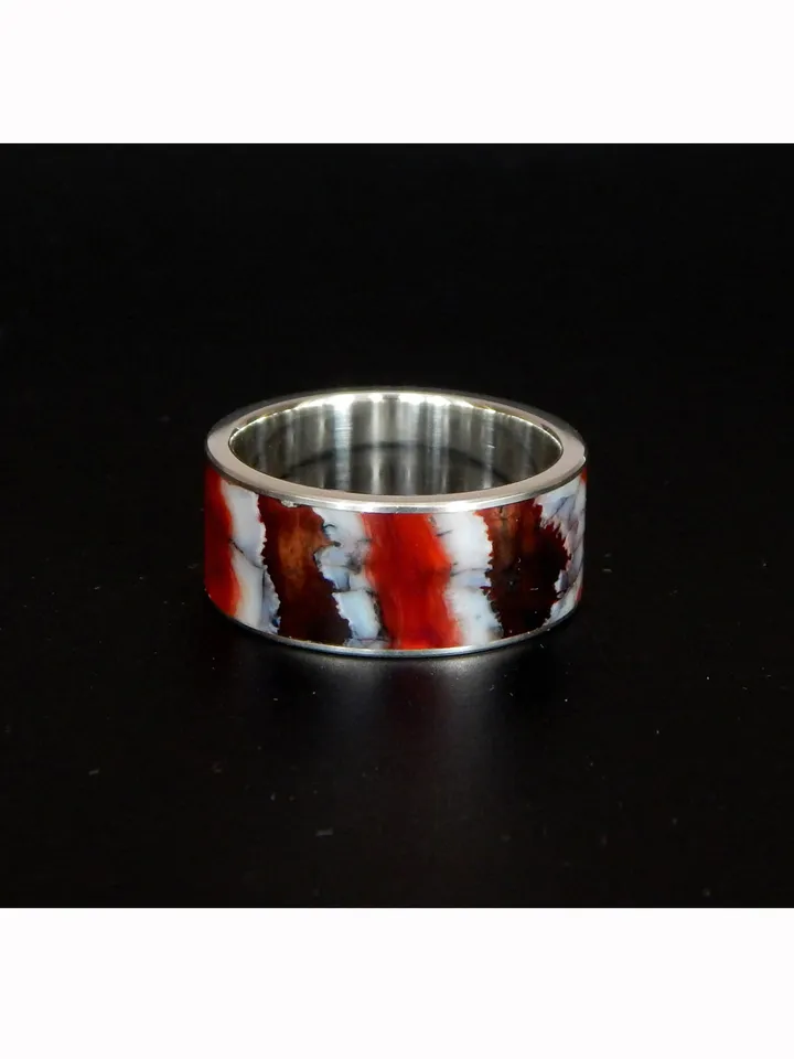 Unique mammoth tooth ring. Silver ring with a stabilized mammoth tooth.