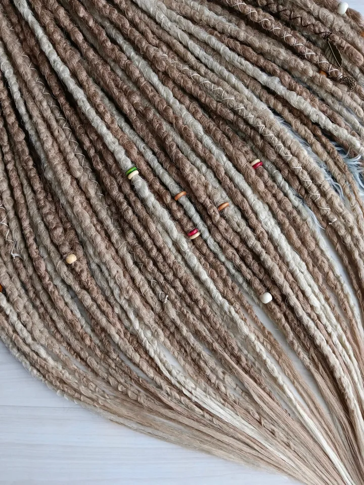 Honey blonde mix Synthetic Dreadlock extensions  Double or Single Ended dreads Natural look boho hairstyle Fake dreads Faux locs