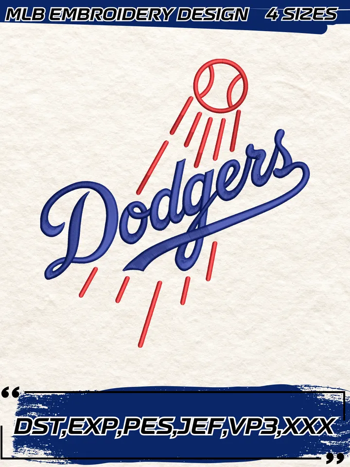 Los Angeles Dodgers Logo Embroidery Design,MLB Embroidery Design,Machine Embroidery Design File,4 Sizes, Digital Download