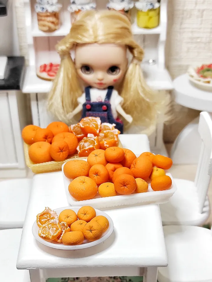 Fruits for dolls - Tangerines - Realistic mandarins - realistic miniature - food for dolls