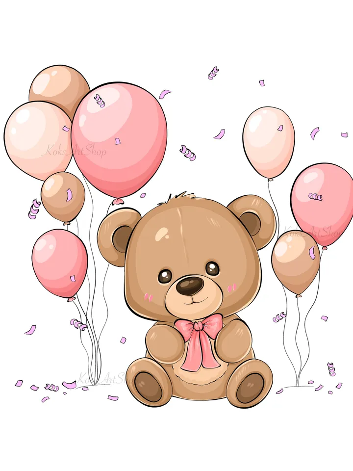 Teddy bear clipart, Baby shower png clipart, Baby shower clipart, Reveal party clipart, Reveal party decor, Baby shower thanks card
