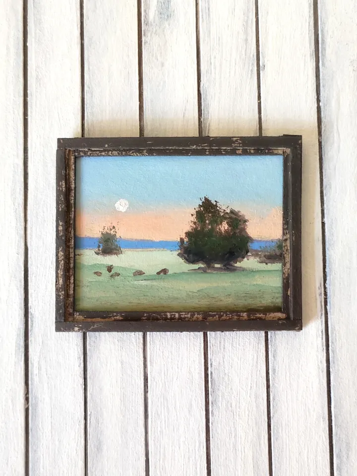 Set of Miniature Oil Paintings for Dollhouses Scale 1/6