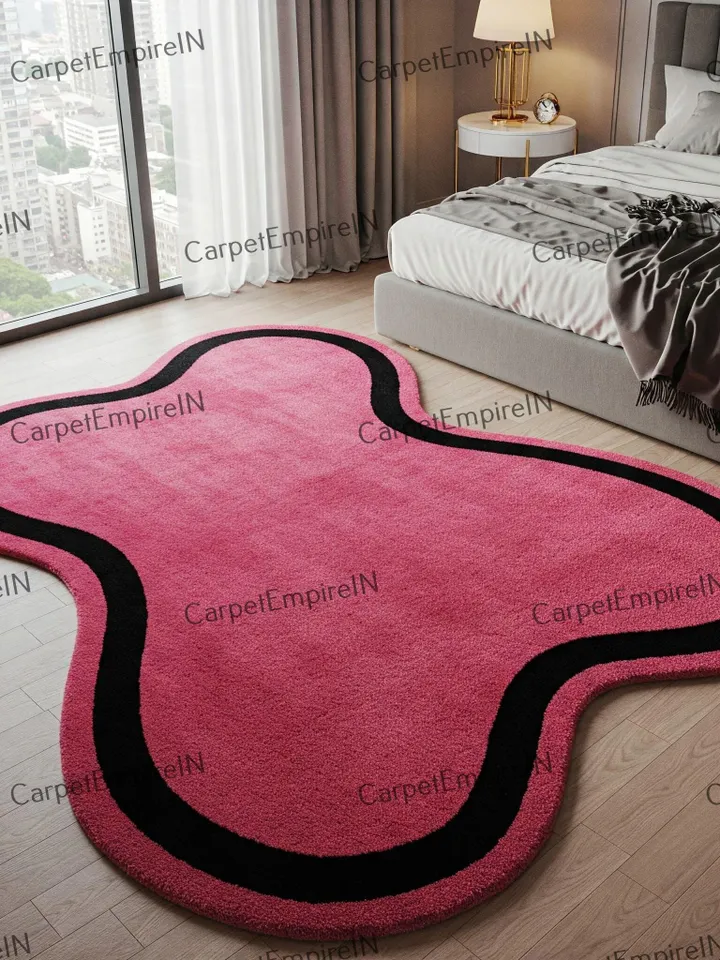 Pink rug, Pink decor, Organic Rug | Modern floor rug | Shape rug,Living,Dining,Bedroom,3x5,10x10,8x10,9x12,10x14, irregular rug, custom rug