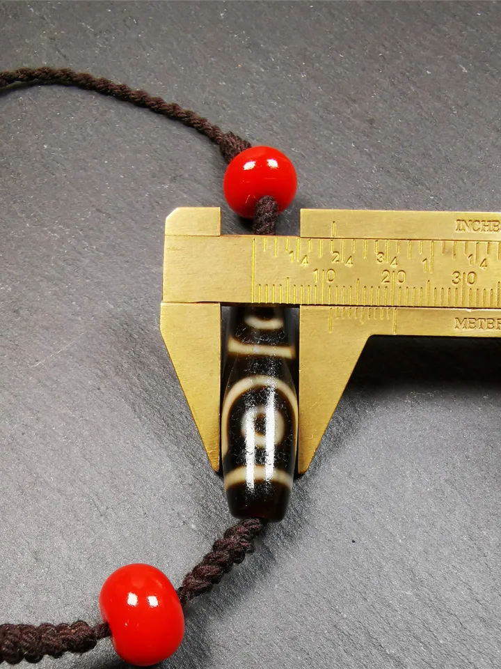 Gandhanra Antique Tibetan 3 Eyed Bead Necklace, 1.61" × 0.43",30 Years Old
