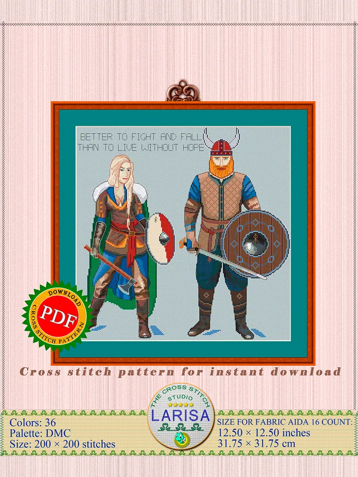 Vikings Cross Stitch Pattern | Viking Warriors | Konung