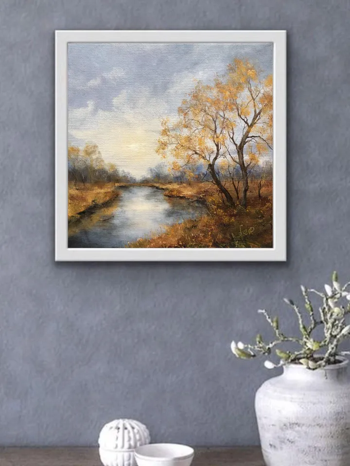 Landscape Original Oil Painting Autumn Wall Art Forest Artwork