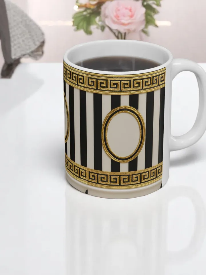 Elegant Greek Pattern Ceramic Mug, Coffee Cup for Home Decor, Birthday Gift, Tea Lovers, Unique Kitchenware, Drinkware, Greek Design Mug