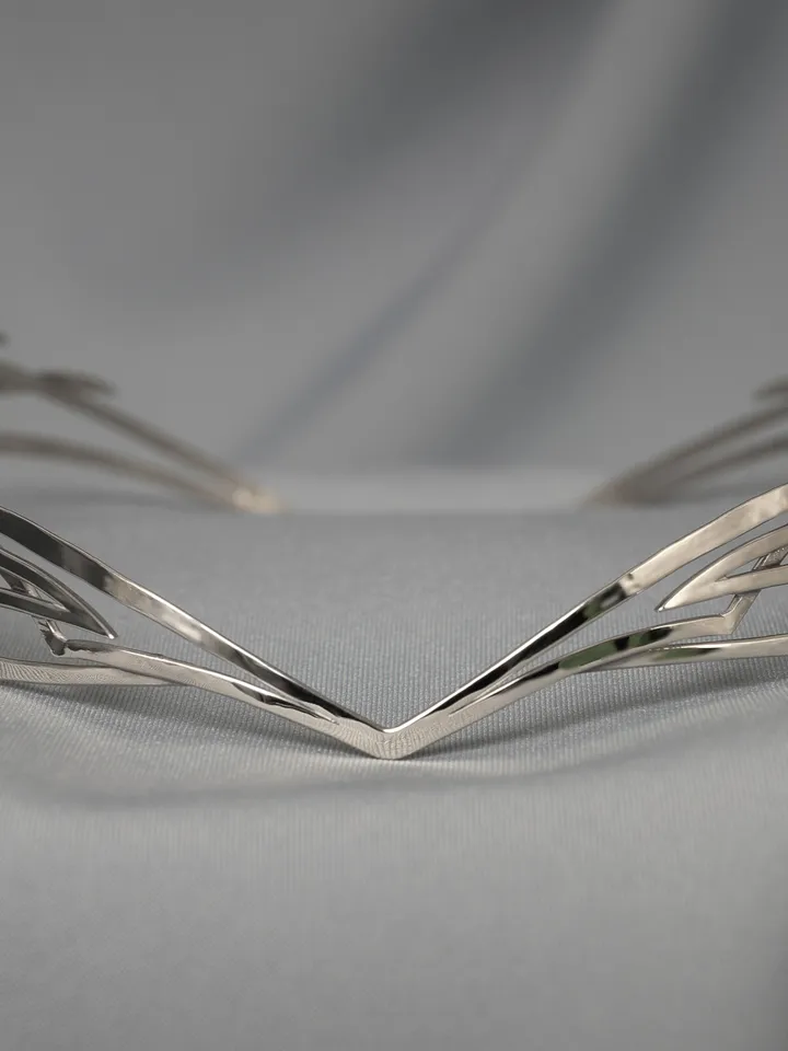 Stylish futuristic fantasy tiara Silver cyberpunk Elf diadem cosmic elven Headpiece wedding Bridal circlet Sekhmet