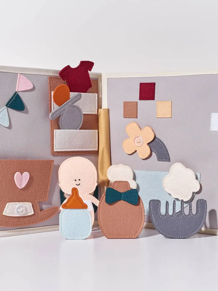 dollhouse felt quiet book 8 pages, travel busy book for girl 1-2-3-4 year old, pretend play, felt montessori christmas gift toys,kinderkrama