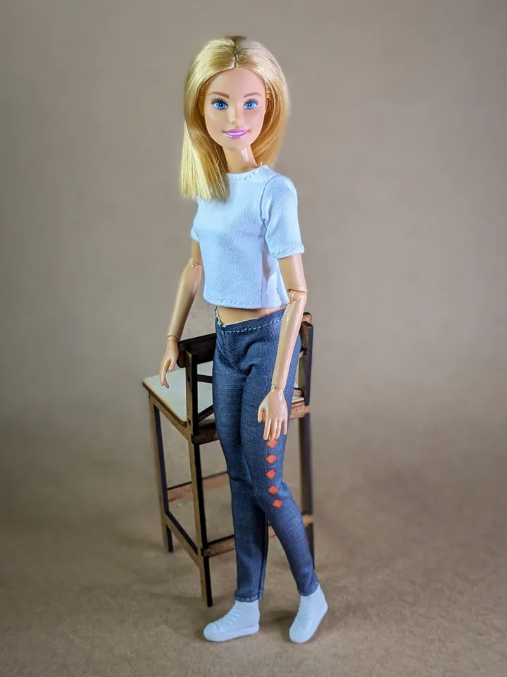 White T-shirt & Gray leggins for 1/6 scale fashion female dolls