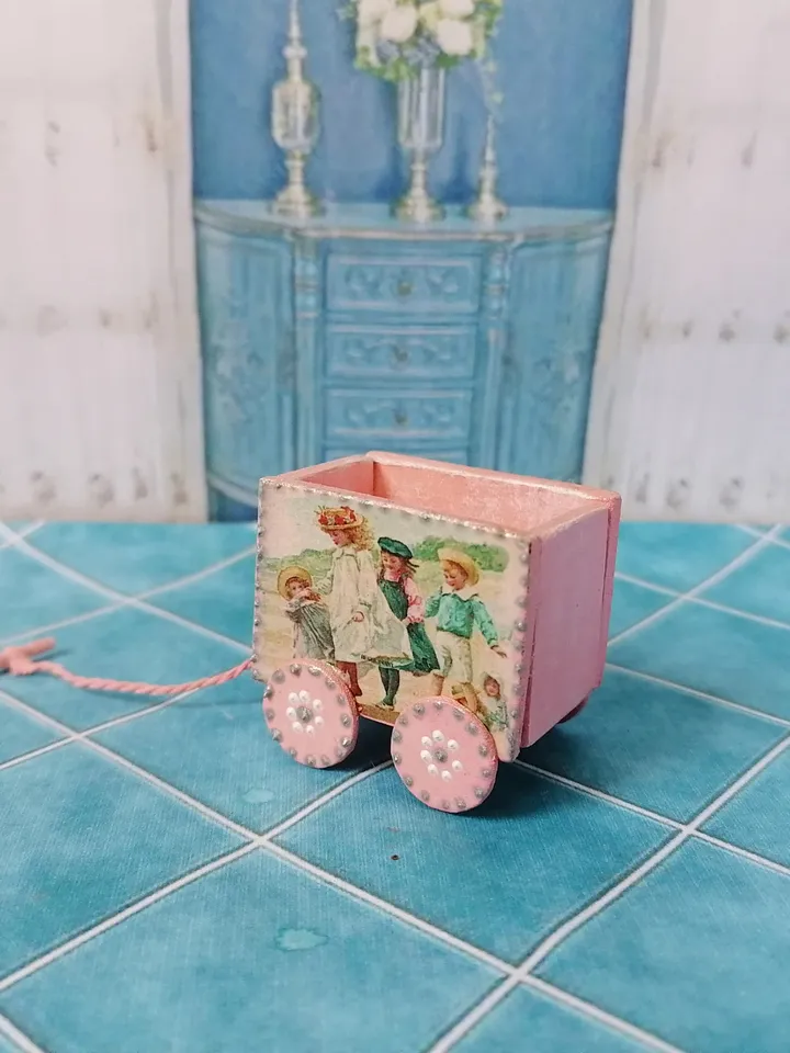Trolley for dollhouse. Doll toy.