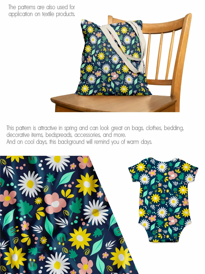 Pattern of hand-drawn flowers