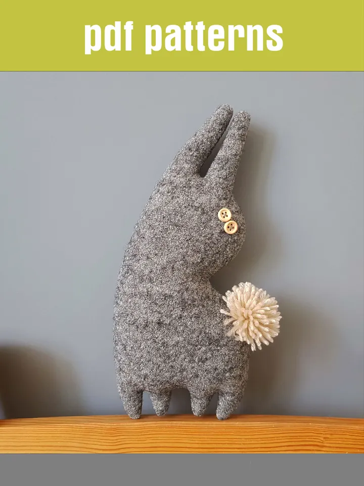 bunny sewing pattern pdf, rag doll tutorial in English, stuffed animal sewing diy
