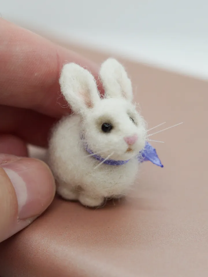Snowy the rabbit, miniature white needle felted bunny, gift for her, tiny rabbit, made to order