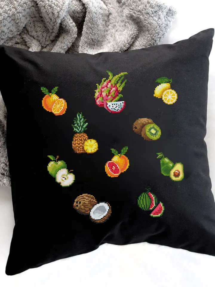 Mini fruit cross stitch pattern PDF download Set of 10 fruits cross stitch chart, Small fruit pattern digital PDF, Kitchen decor #F18