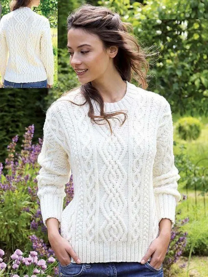 Sweater pattern women Aran sweater cable textured knitting pattern instant download