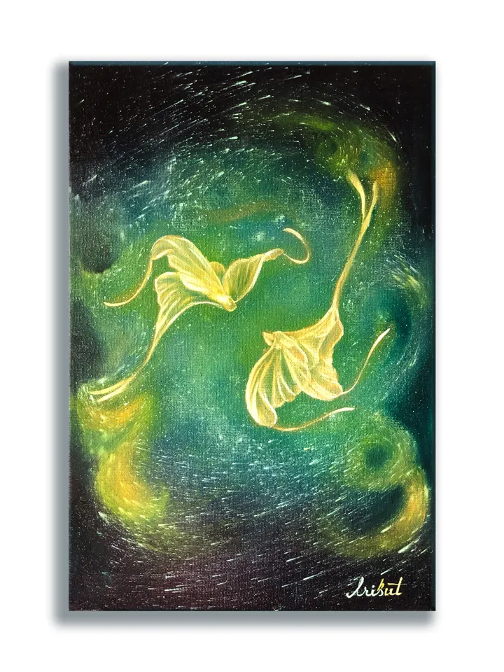 Butterflies Painting Space Artwork Underwater Original Art