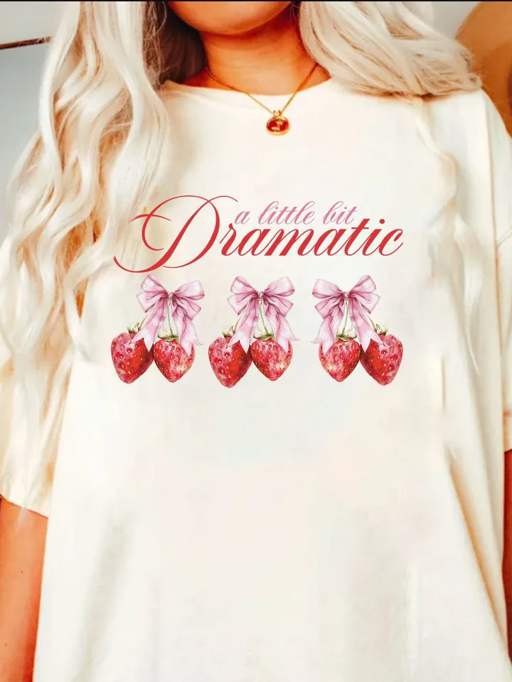 Little bit Dramatic Strawberry Bow Png, strawberry era, Cherry coquette bow png soft girl era aesthetic png Trendy Cherry png coquette