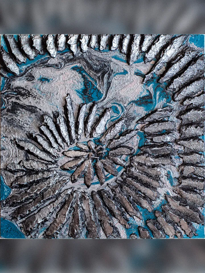Waterscape wall art | Modern Abstract Sea Dragon Painting | 3D Effect Acrylic Art on MDF Board | Handmade Artwork | Blue Square painting
