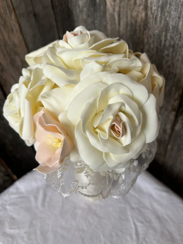 Handmade bridal bouquet double and boutonniere for groom/wedding bouquet/boutonniere for the groom/ wedding boutonniere