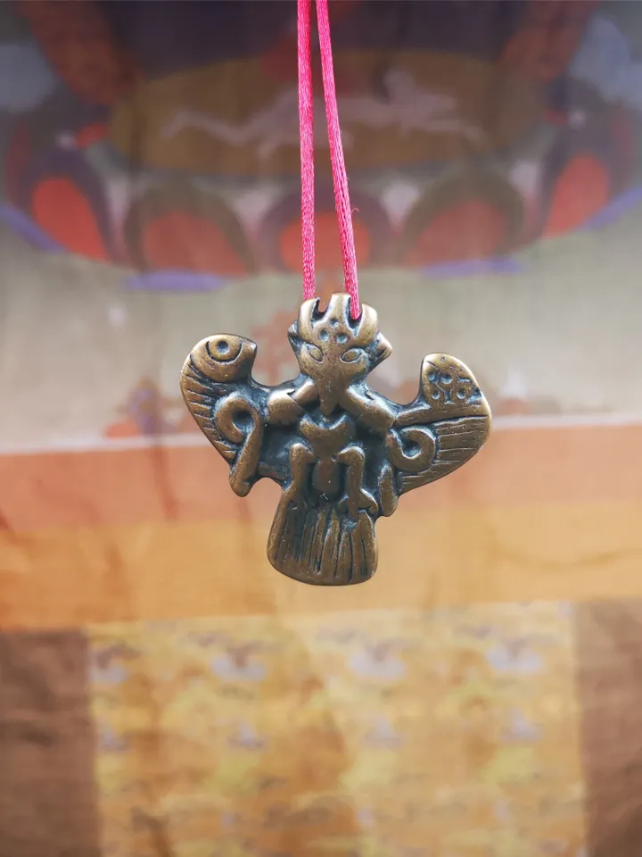 Gandhanra Antique Tibetan Buddhist Amulet Pendant - Garuda - The Golden-Winged Bird, Crafted from Brass,Size 1.57" * 1.57"