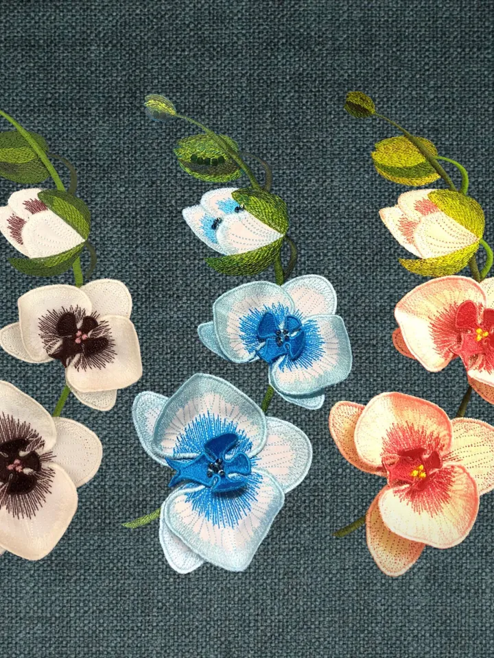 3DOrchid Flower machine embroidery design applique pattern digital embroidery pattern home and clothing décor embroidery motif floral design