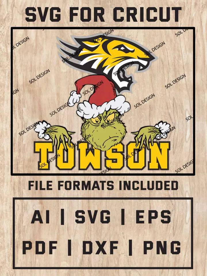 Grinch Towson Tigers SVG, NCAA SVG Design, NCAA Towson Tigers SVG, NCAA Tigers Cricut, Christmas Svg, Grinch svg, Digital Download