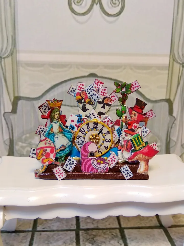 Imitation of a clock in the style of a fairy tale Alice.1:12 scale.