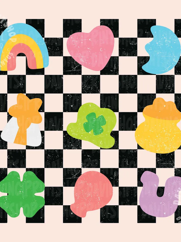 Checkered Lucky Charms Sublimation Designs, Pattys St. Patrick’s Day Holiday Lucky, St patricks day png, Kids Sublimation, Mini png, png