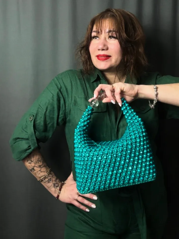 Crochet pattern beaded handbag PDF digital instant download and video tutorial, shoulder bead bag, woman crossbody, top handle, small purse